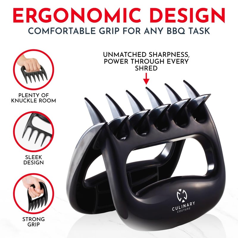 Culinary Couture Meat Shredder Claws â€“ Bear Claws Meat Shredder for Pulled Pork, Chicken and Beef, Heat Resistant Plastic Meat-Claws for Shredding, Ergonomic Grip, Dishwasher Safe BBQ Tool - Image 4